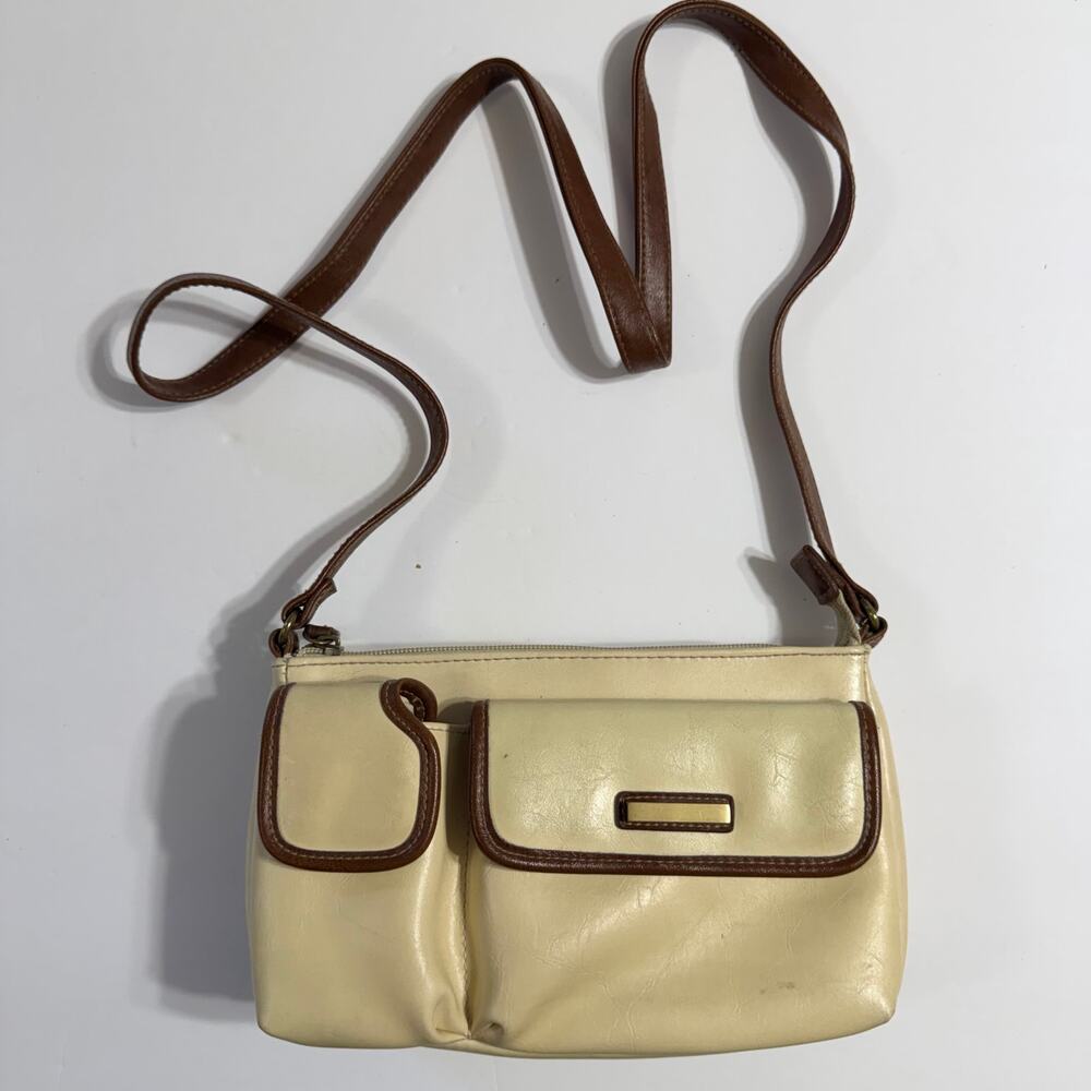 Y2K Simply Basic Womens Faux Leather Purse Handbag Crossbody Bag Beige Brown